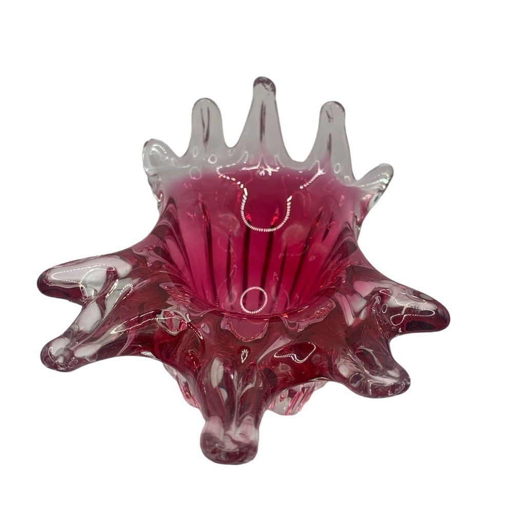 Art Glass Vintage bowl, red/cranberry color, by Egermann, Czech Republic. - Picture 5 of 9